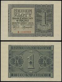 1 złoty 1.03.1940, seria B, numeracja 1150882, p
