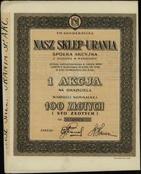 akcja na 100 złotych 1928, Warszawa, numeracja 0