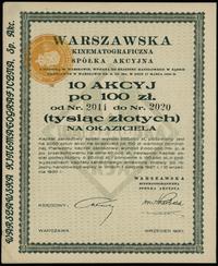 10 akcji po 100 złotych 1930, Warszawa, numeracj
