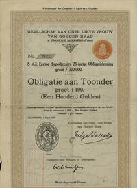 obligacja na 100 guldenów 1929, Zakopane, numera