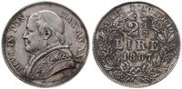 2 1/2 lira 1867 R, Rzym, srebro, patyna, Berman 