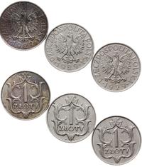 zestaw: 3 x 1 złoty 1929, Warszawa, łącznie 3 sz