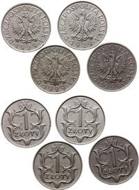 zestaw: 4 x 1 złoty 1929, Warszawa, łącznie 4 sz