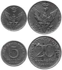 Polska, zestaw: 5 i 20 fenigów, 1917