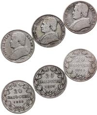 lot 3 x 20 baiocchi 1858, 1859, 1865, srebro pró