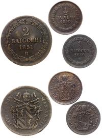 zestaw 3 monet, Rzym, 2 baiocchi (1853) oraz 2 x