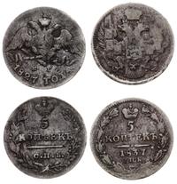 Rosja, zestaw: 2 x 5 kopiejek, 1827 i 1837