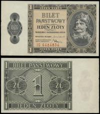 1 złoty 1.10.1938, seria IG, numeracja 6484854, 