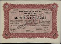 Polska, 5 akcji po 100 złotych = 500 złotych, 1.04.1929