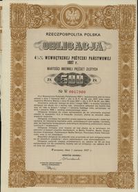 Rzeczpospolita Polska 1918-1939, obligacja 4 1/2 % wewnętrznej pożyczki państwowej na 500 złotych, 1.06.1937