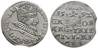 trojak 1592, Ryga, moneta z końcówki blaszki, ła