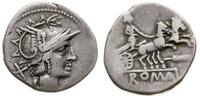 denar anonimowy 145 pne, Rzym, Aw: Głowa Romy w 