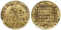 dukat 1758, Holandia, złoto 3.47 g, Fr. 250, Del