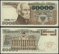 50.000 złotych 1.12.1989, seria AA, numeracja 05