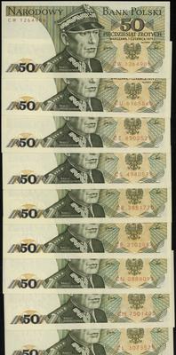 Polska, zestaw 18 banknotów o nominale 50 złotych serie BY, CA, CC do CH, CK do CW, 1.06.1979