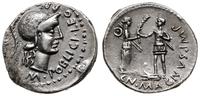 denar 46-45 pne, Rzym, Aw: Głowa Romy w hełmie w