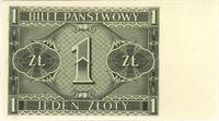 1 złoty 1.10.1938, wydrukowana tylko strona odwr