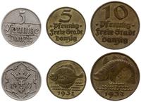 zestaw: 5 fenigów 1923, 5 fenigów 1932, 10 fenig