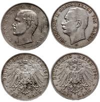 zestaw: 2 x 3 marki, 3 marki 1909 - Badenia, Fry