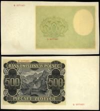 500 złotych 1.03.1940, seria B, strona główna be