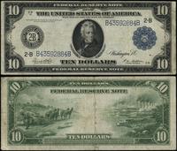 10 dolarów 1914, seria B43592884B, niebieska pie