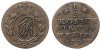 1/2 grosza 1797 B, Wrocław, duża litera W w mono