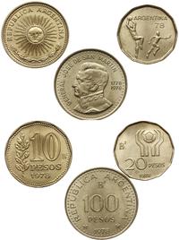 zestaw 5 monet, w skład zestawu wchodzi 10 pesos