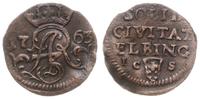 szeląg 1763 ICS, Elbląg, moneta delikatnie podgi