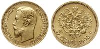 5 rubli 1903 (AP), Petersburg, złoto 4.31 g, pię