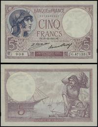 5 franków 31.12.1931, seria G. numeracja 47133/1