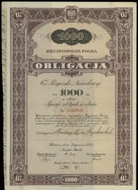 Rzeczpospolita Polska 1918-1939, obligacja 6% na 1.000 złotych w złocie, 2.01.1934