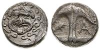 drachma V-IV w pne, Aw: Mała głowa Gorgony na wp