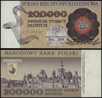 200.000 złotych 01.12.1989, seria K, numeracja 0