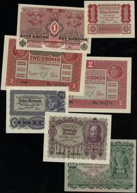 zestaw 7 banknotów, 1 korona 2.01.1922, 1 korona