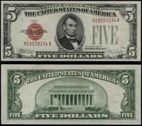 5 dolarów 1928, seria H 19550334 A, czerwona pie