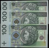 zestaw 3 x 100 złotych 25.03.1994, w skład zesta