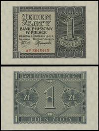 1 złoty 01.08.1941, seria AF, numeracja 3648443,
