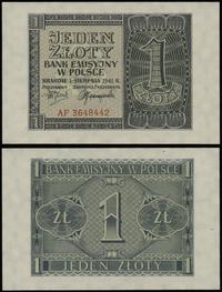 1 złoty 01.08.1941, seria AF, numeracja 3648442,