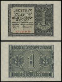 1 złoty 01.08.1941, seria AF, numeracja 3648439,
