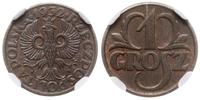 1 grosz 1932, Warszawa, moneta w pudełku NGC nr 