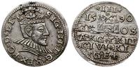 trojak 1590, Ryga, mała głowa króla, Iger R.90.1