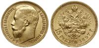 15 rubli 1897 AГ, Petersburg, złoto 12.89 g, ste