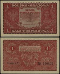 1 marka polska 23.08.1919, seria I-KA 306877, za