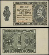 1 złoty 1.10.1938, seria D 2432324, złamane w pi