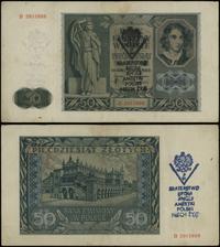 50 złotych 1.08.1941, seria B 2915888, z obustro