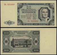 20 złotych 1.07.1948, seria DL 8253808, przegięt