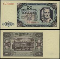 20 złotych 1.07.1948, seria KE 0606669, minimaln