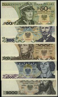 zestaw 5 banknotów, 50, 200, 500, 1000 i 2000 zł