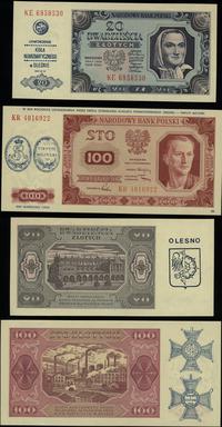 Polska, zestaw nadruków okolicznościowych wykonanych przez PTN na banknotach obiegowych emisji 1948 roku