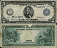 5 dolarów 1914, seria B 78929625 A, niebieska pi